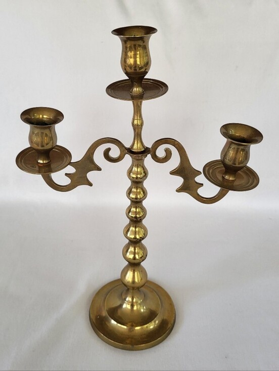 Vintage Other - Vintage Brass 3-Arm Candelabra Candle Holder